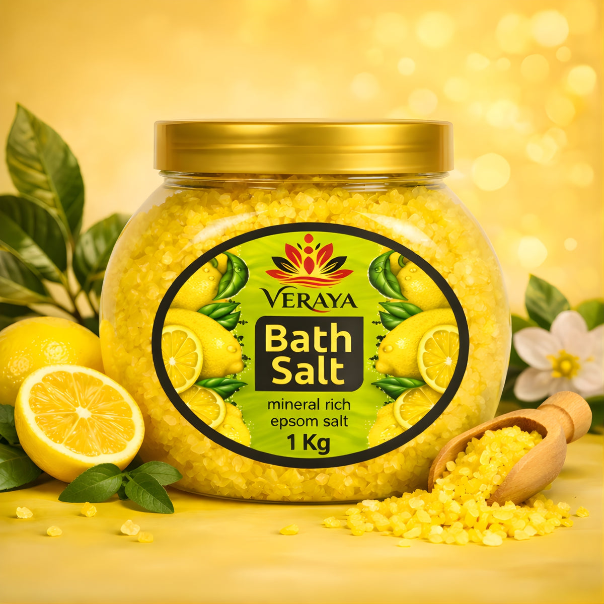 Veraya Lemon Epsom Bath Salt | Refreshing Magnesium Soak for Tired Muscles