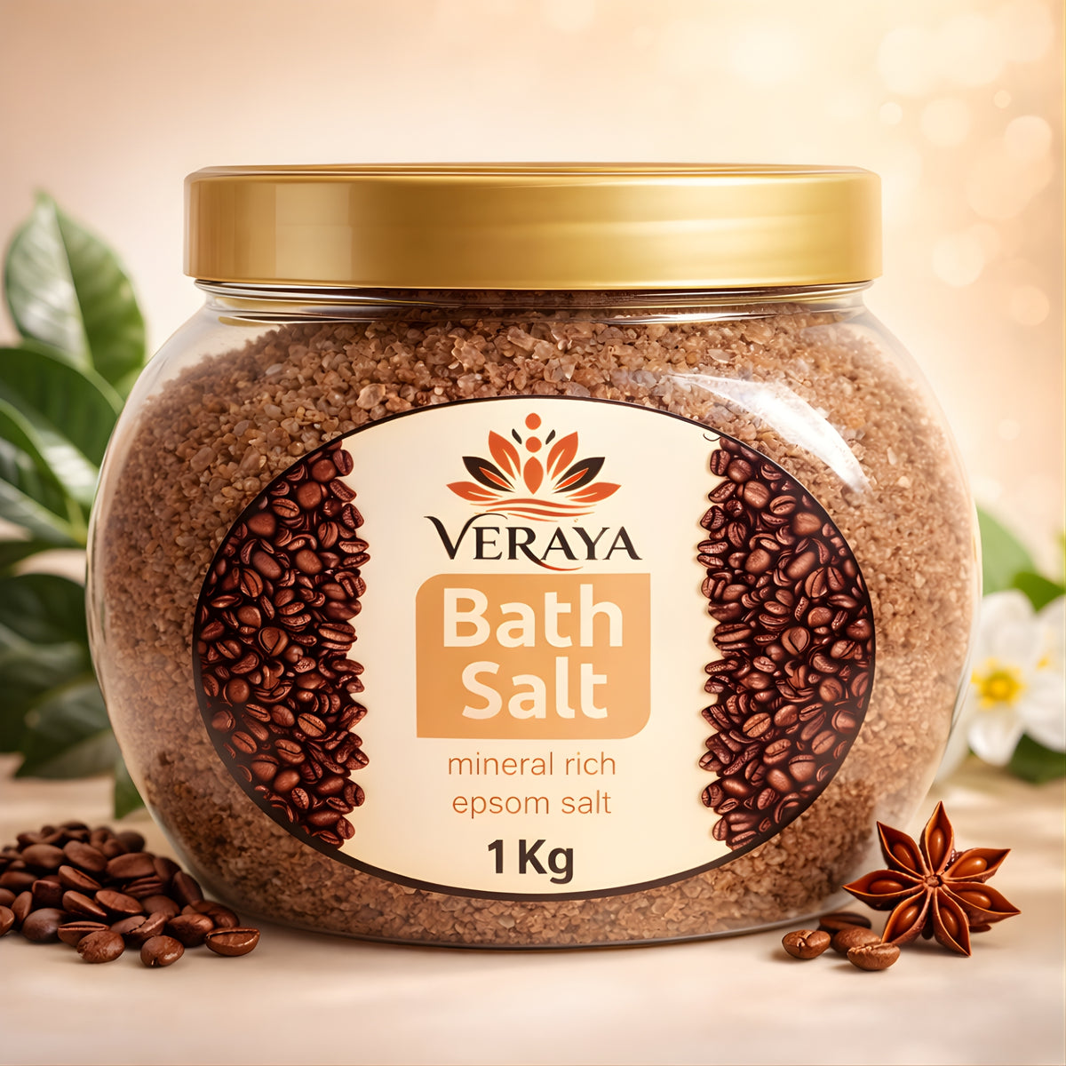 Veraya Coffee Epsom Bath Salt | Energizing Magnesium Soak for Tired Muscles