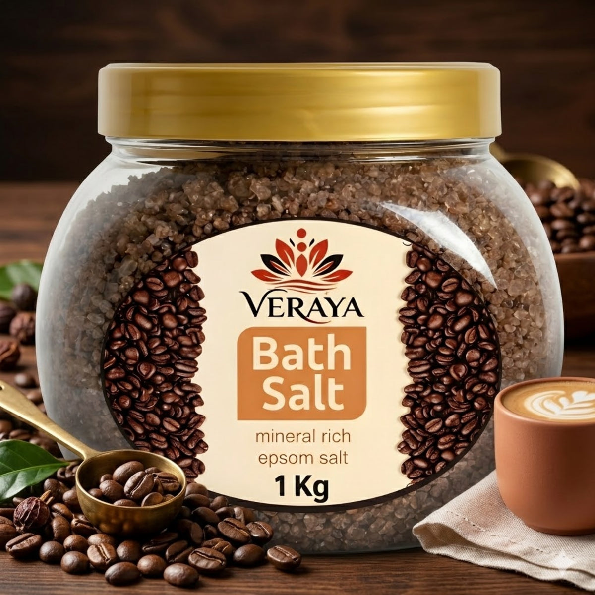 Veraya Coffee Epsom Bath Salt | Energizing Magnesium Soak for Tired Muscles