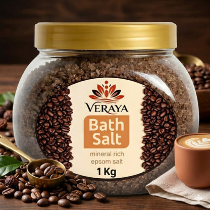 Veraya Coffee Epsom Bath Salt | Energizing Magnesium Soak for Tired Muscles