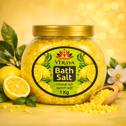 Veraya Lemon Epsom Bath Salt | Refreshing Magnesium Soak for Tired Muscles