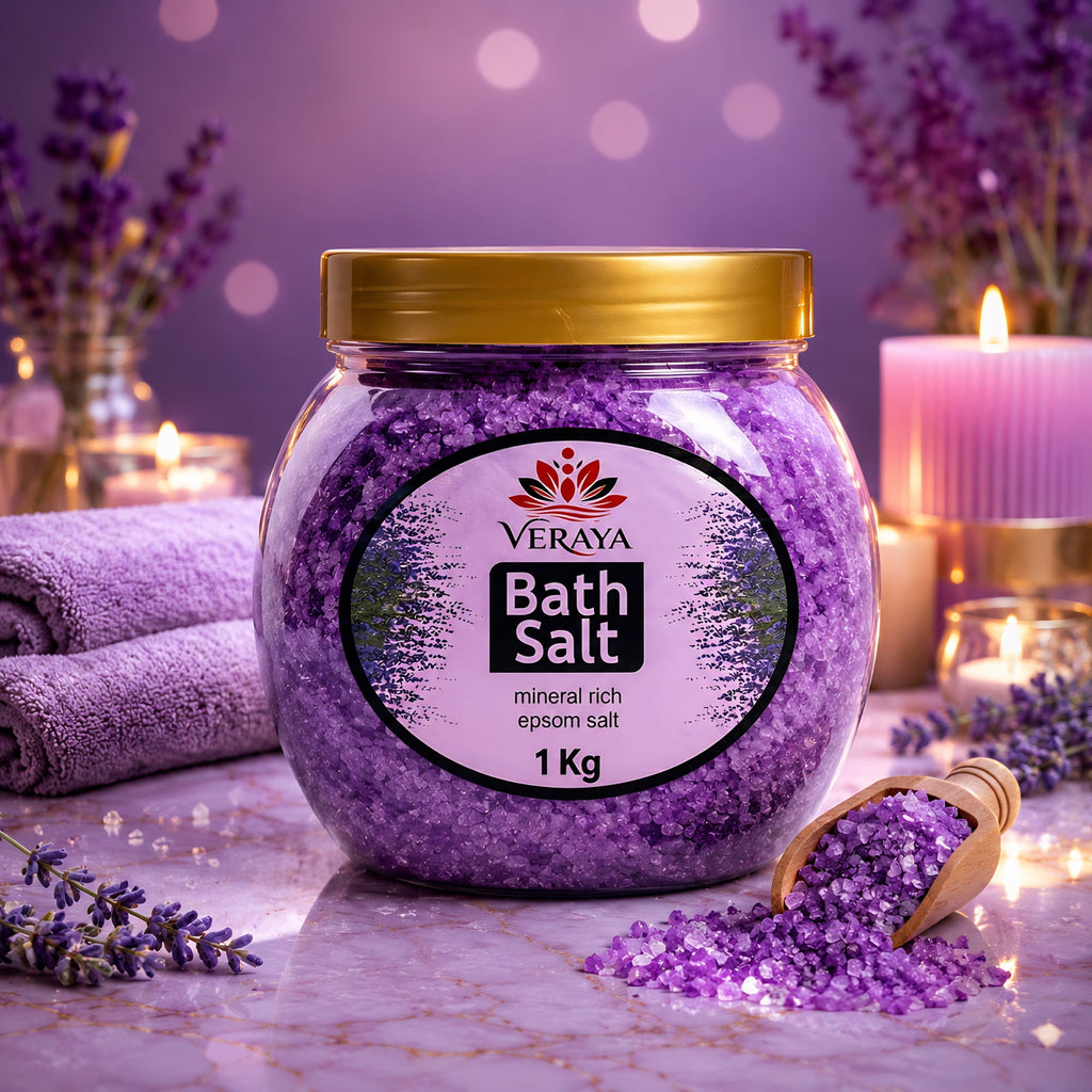 Veraya Lavender Epsom Bath Salt | Relaxing Magnesium Soak for Sore Muscles