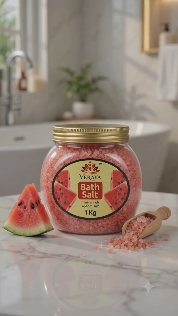 Veraya Watermelon Epsom Bath Salt | Refreshing Magnesium Soak for Tired Muscles