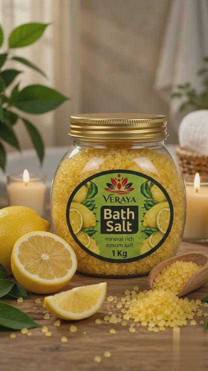 Veraya Lemon Epsom Bath Salt | Refreshing Magnesium Soak for Tired Muscles