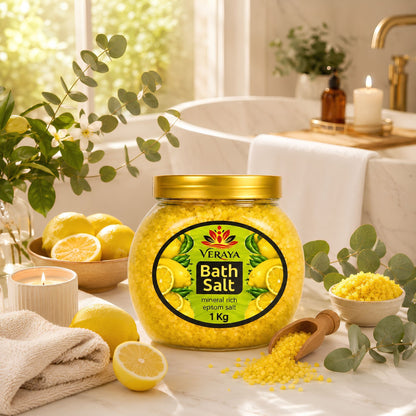 Veraya Lemon Epsom Bath Salt | Refreshing Magnesium Soak for Tired Muscles