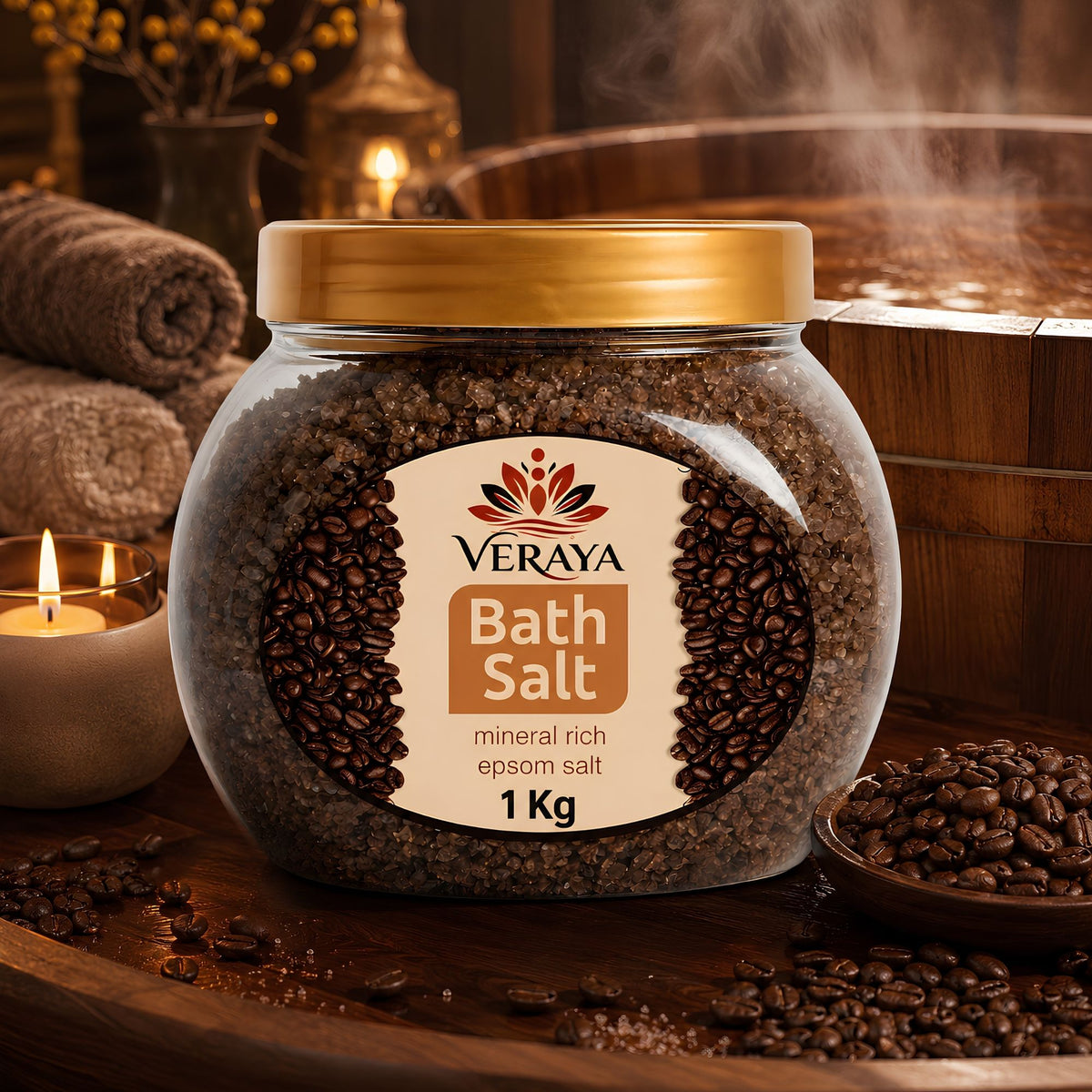 Veraya Coffee Epsom Bath Salt | Energizing Magnesium Soak for Tired Muscles