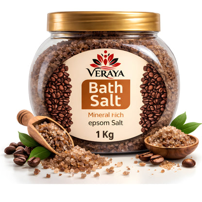 Veraya Coffee Epsom Bath Salt | Energizing Magnesium Soak for Tired Muscles