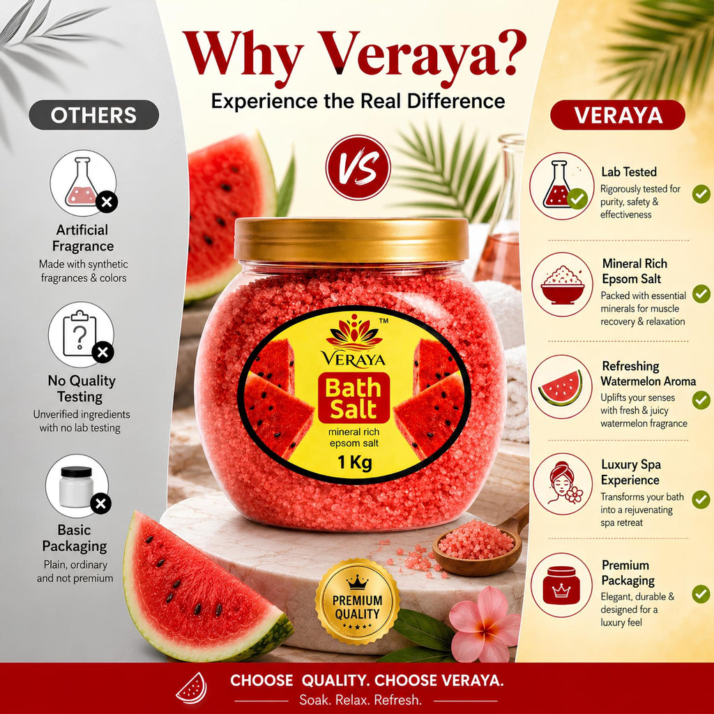 Veraya Watermelon Epsom Bath Salt | Refreshing Magnesium Soak for Tired Muscles